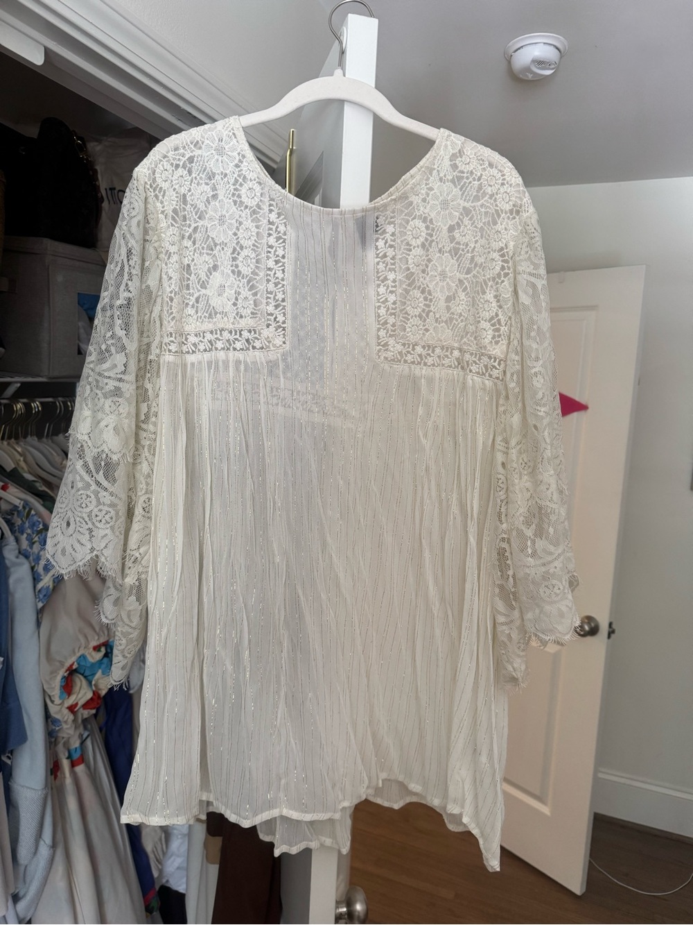 Boho Lace Panel Ivory Women's Top